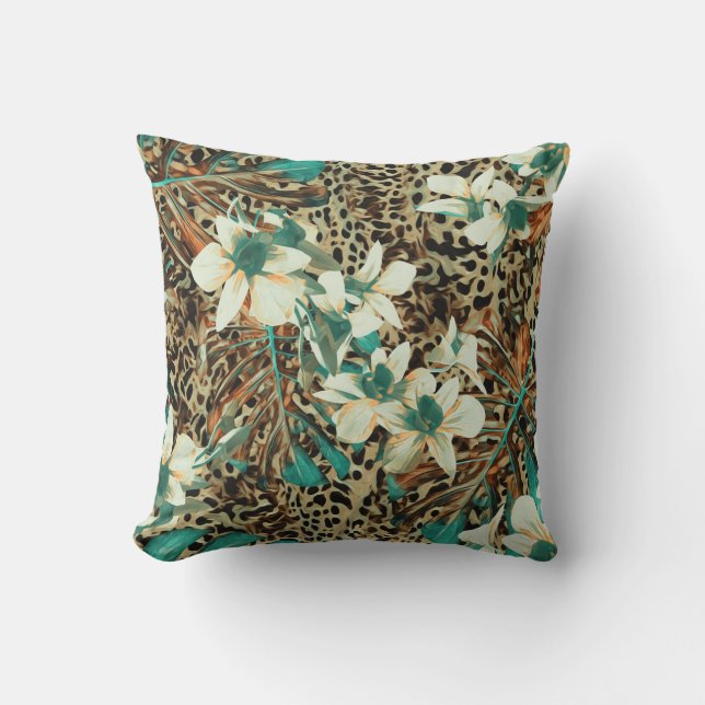 Coussin Orchidées Floral Aquarelle Illustration sans joint (Recto)