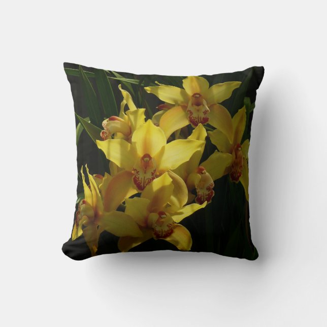Coussin Orchidées Jaunes Sunlit Floral (Recto)