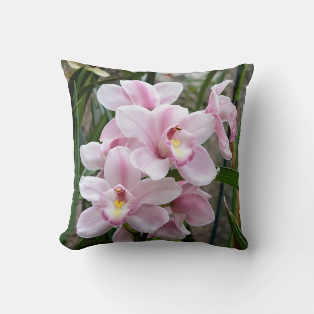 Coussin Orchidées Pastel Rose (Recto)