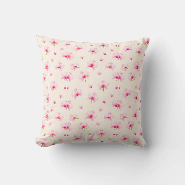 Coussin 🌸 Orchidées Roses Décoration de Maison Confortabl (Recto)