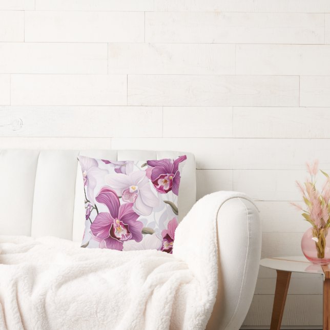 Coussin Orchidées roses Design esthétique (Canapé)