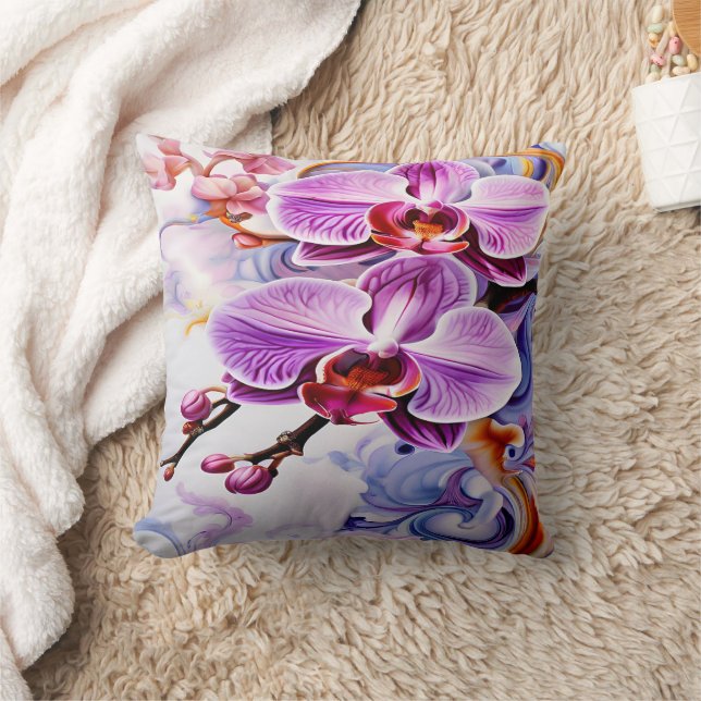 Coussin Orchidées roses vibrantes en Arrière - plan artist (Couverture)