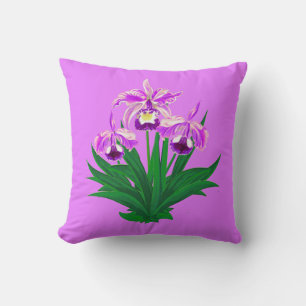 Coussin Orchidées sauvages - Orchidées violettes et feuill