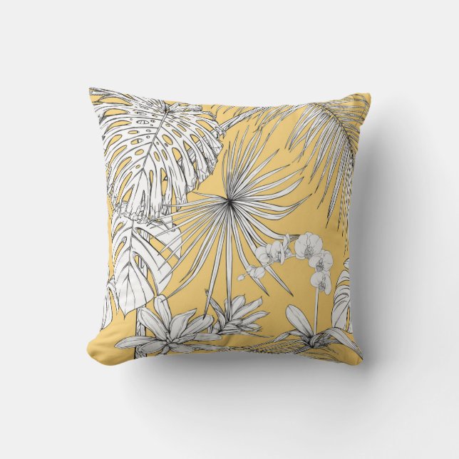 Coussin Orchidées tropicales : Engraving Vintage Motif (Recto)