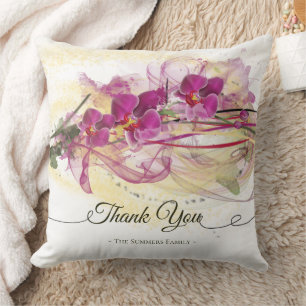 Coussin Orchidées violettes Calligraphie de l'art Abstrait