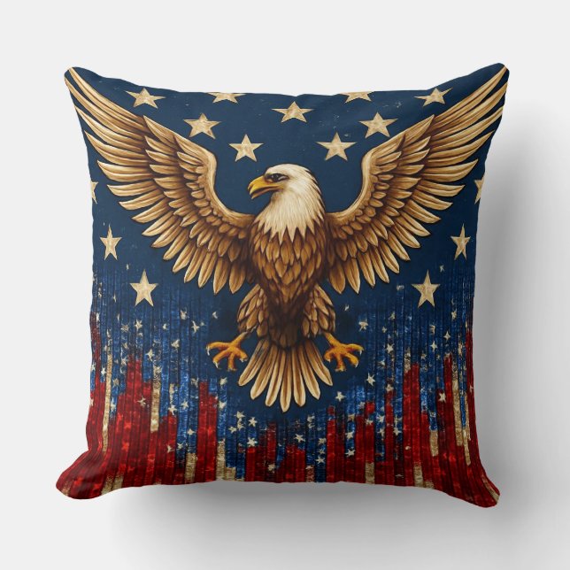 Coussin "Oreiller à lancer d'aigle patriotique - Drapeau a (Recto)