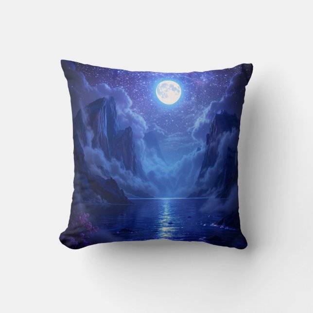 Coussin "Oreiller à lancer du lac Pleine lune - Nature ser (Recto)