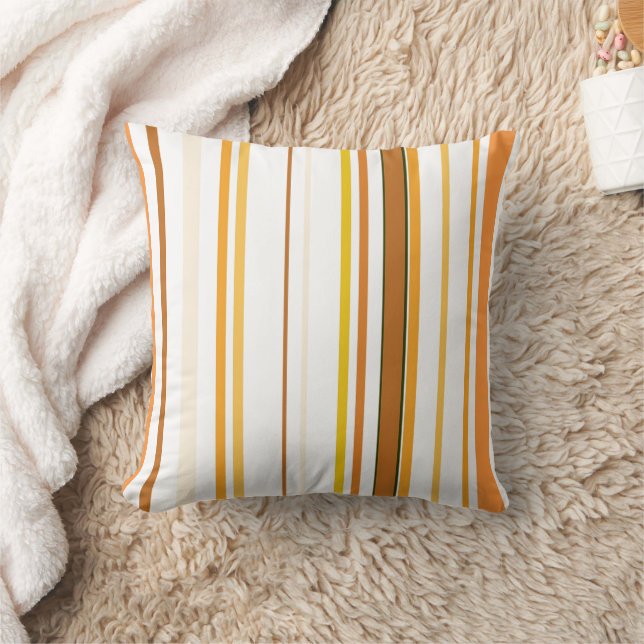 Coussin -Oreiller à lancer rayé orange et blanc (Couverture)
