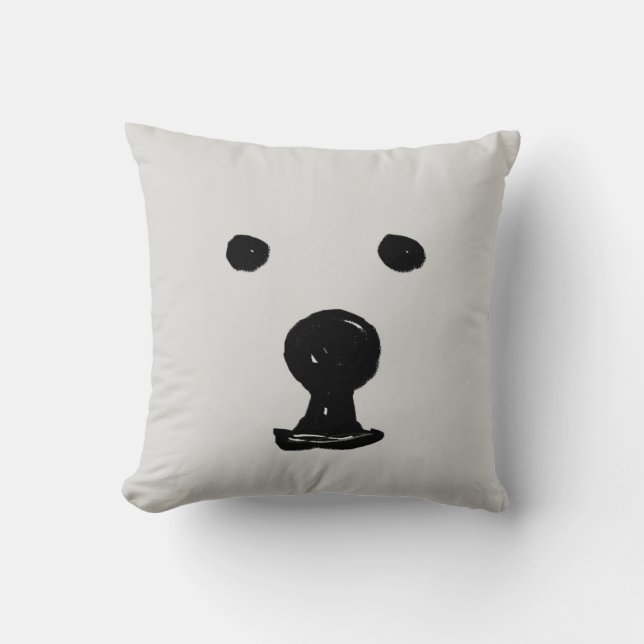 Coussin / Oreiller à motif de visage d'ours mignon (Recto)