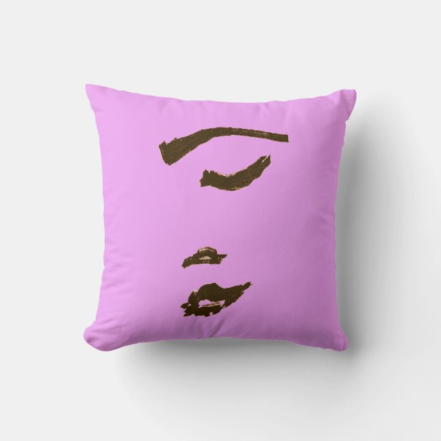 Coussin / Oreiller avec Dessin de Visage de Femme  (Recto)