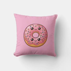 Coussin Oreiller Donut Glacé Fraise Rose Kawaii