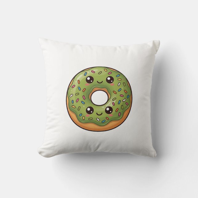 Coussin Oreiller Donut Kawaii Matcha Thé Vert (Recto)