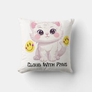 Coussin "Oreiller jeté Chat Mignon aux Pattes en Nuage"