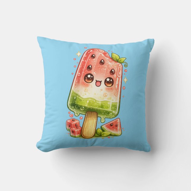 Coussin Oreiller Kawaii Glace Pastèque (Recto)