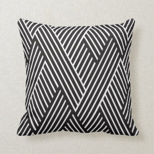 Coussin Oreiller Lignes Croisées Noir