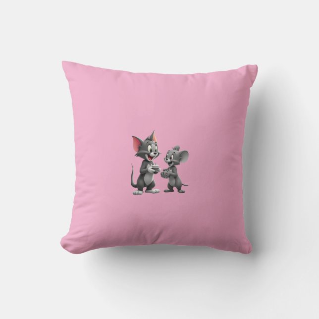 Coussin OreillerCute Chat de Dessin Animé et Amis Souris A (Recto)