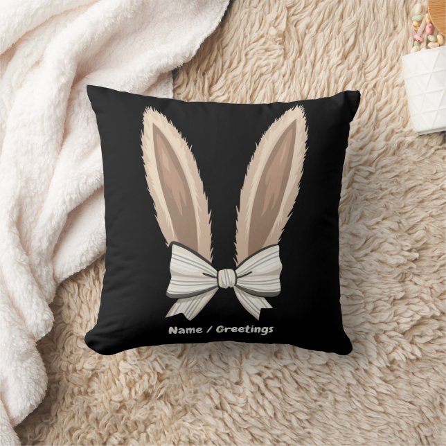 Coussin Oreilles de Lapin avec Nœud Coquette Joyeuses Pâqu (Couverture)
