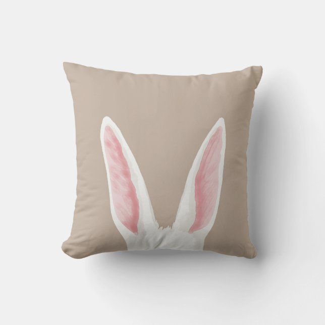 Coussin Oreilles de lapin blanches aquarelle sur Pâques be (Recto)