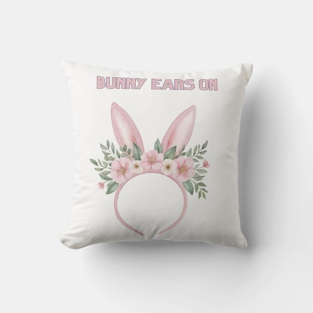 Coussin Oreilles de lapin d'aquarelle avec fleurs (Recto)