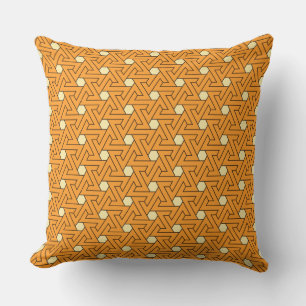 Coussin Oriental Orange Beige Hexagon Motif égyptien