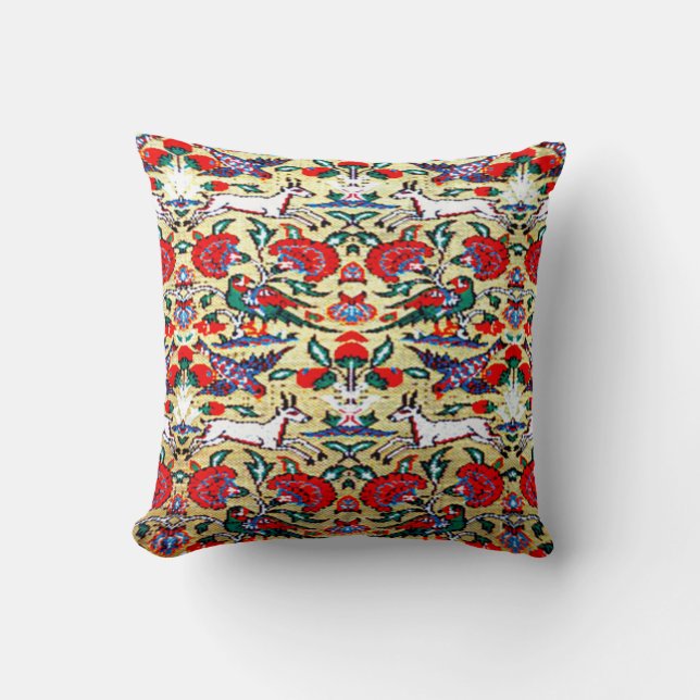 Coussin Oriental Perse, Motif Turc, Animaux (Recto)