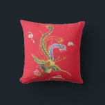 Coussin Oriental Pheasant on Bright Red Pillow<br><div class="desc">From an old oriental print, a detailed pheasant on bright red background.</div>