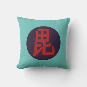 Coussin Oriental Rouge bleu Uesugi Japon Mon Vector Art
