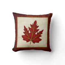Coussin orienté d'automne rouge de feuille