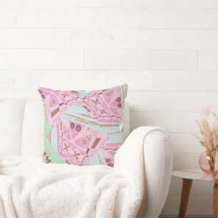 Coussin Origami Chintz (L) Dusty Rose Bleu Brown Blanc