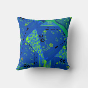 Coussin Origami Chintz (L) Vert bleu