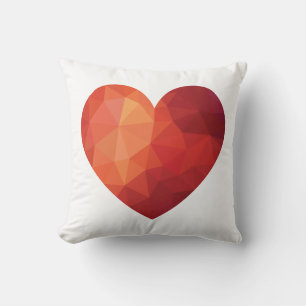 Coussin Origami moderne coeur rouge et bleu