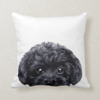Coussin Original noir de caniche de jouet par le miart