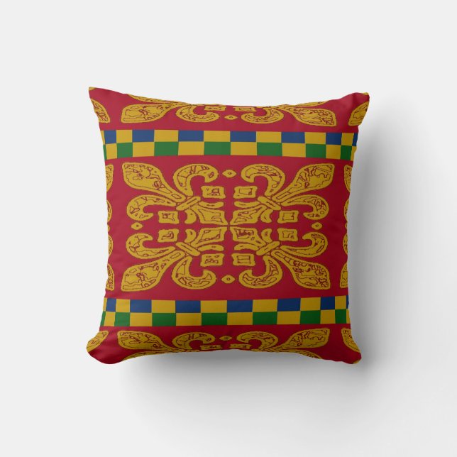 Coussin Orléans fleur De Lis, rouge et or (Recto)