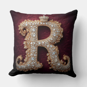 Coussin Orné d'or 'R' orné de diamants