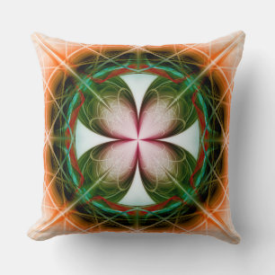 Coussin Ornement à fleurs vertes symétrique