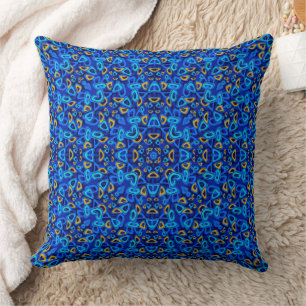 Coussin Ornement abstrait bleu multicolore