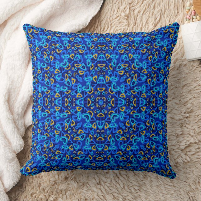 Coussin Ornement abstrait bleu multicolore (Couverture)
