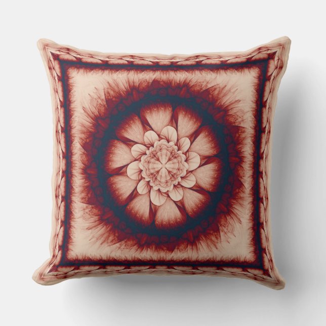 Coussin Ornement abstrait rouge floral (Recto)