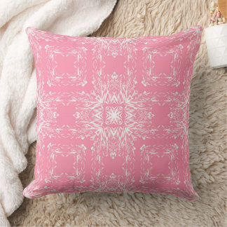 Coussin Ornement botanique floral rose et blanc