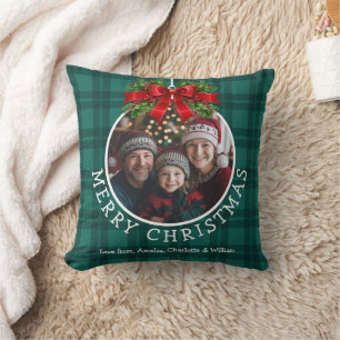 Coussin Ornement de boule de Noël Photo Buffle vert Plaid