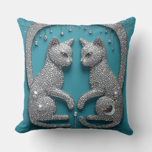 Coussin Ornement de chat en cristal double unique Sculptur
