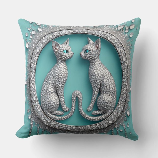 Coussin Ornement de chat en cristal double unique Sculptur (Recto)