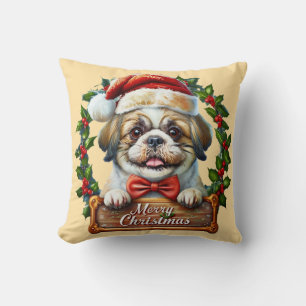 Coussin Ornement de Noël du chien mignon - Joyeux Noël"