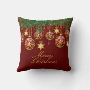 Coussin Ornement de Noël en or rouge
