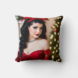 Coussin Ornement de Noël Gothique Fille Holly Holiday