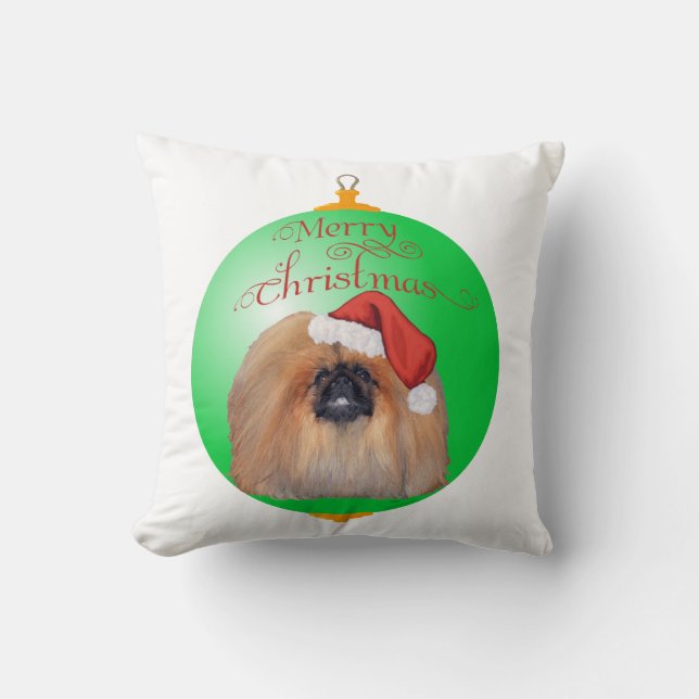 Coussin Ornement de Noël Pékinois (Recto)
