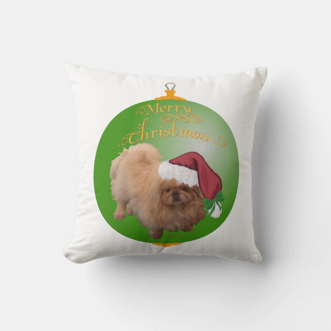 Coussin Ornement de Noël Pékinois Santa (Recto)