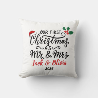 Coussin Ornement de premier Noël personnalisé en tant que 