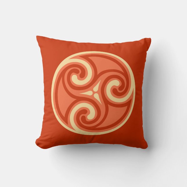 Coussin Ornement de Triskele celtique, Orange de Mandarin (Recto)