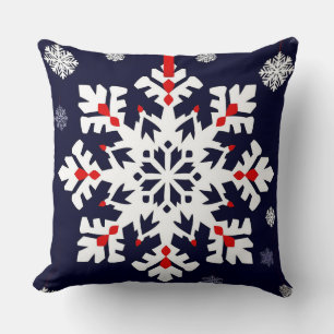 Coussin Ornement Élégant Flocon de Neige Blanc